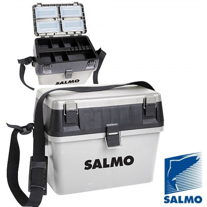 Ящик рыболовный зимний 2-х ярусный(из 2-х частей) пластиковый SALMO 38x24.5x29см серый 2070
